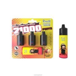 RandM Tornado Brasil - RandM Sunax Dispositivo vape substituível com cápsula de controle de fluxo de ar 21000 1 unidade 464N8272 limão, maçã vermelha